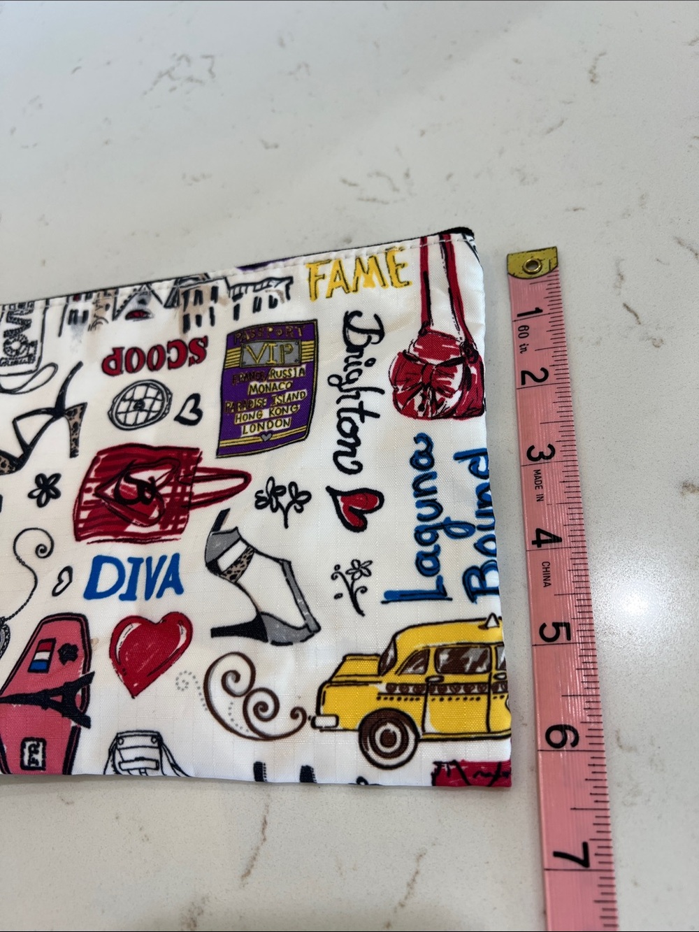 Brighton Travel Tote Bag City Collage Print Matching Zip Pouch Rare Retired - Picture 16 of 16